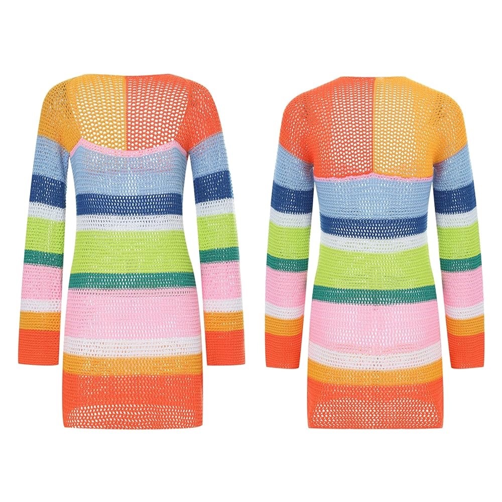 Colorful Striped Knit Dress